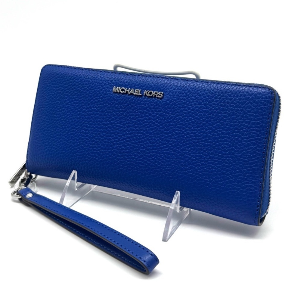 Michael Kors Jet Set Travel Large Leather Continental Wallet Galaxy Blue - Picture 2 of 7